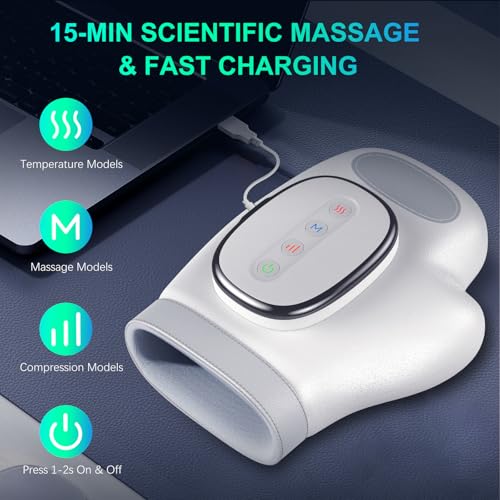 Image of Professional Hand Massager with Heat Compression Therapy, 3 Massage 4 Temperatures 5 Compression Pain Relief Glove, Arthritis & Wrist Carpal Tunnel Neuropathy Circulation, Gifts for Women /Men