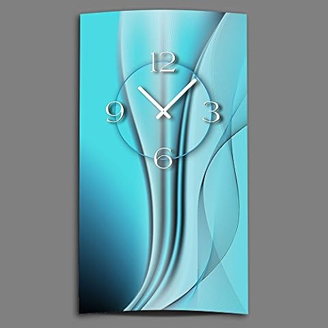 Abstrakcyjny petrol pionowy designerski zegar ścienny nowoczesny design zegar ścienny cichy bez tykania dixtime 3DS-0020