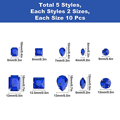 GORGECRAFT 100PCS Sew On Rhinestones Tear Drop Crystal Rhinestones Flatback Gemstones for DIY Crafts Jewelry Clothes Bag Shoes Dress,Blue - Image 2