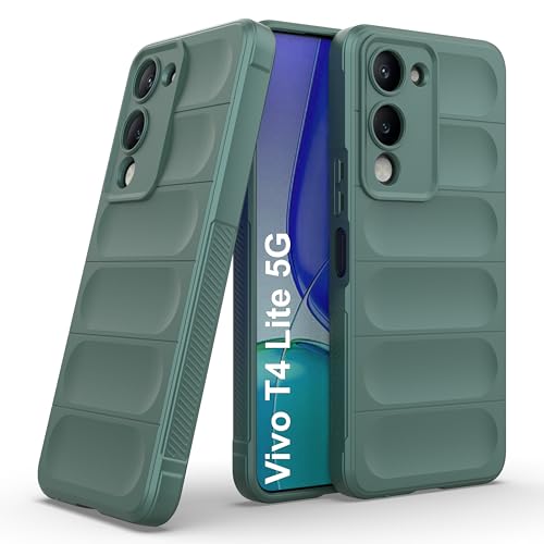 Image of Zapcase Back Case Cover for Vivo T4 Lite 5G | Compatible for Vivo T4 Lite 5G Back Cover | Liquid Silicon Magic Case with Camera Protection | Dark Green