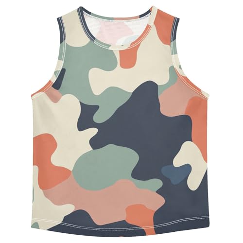 Boys Tank Top Shirts Camouflage Colored Sleeveless T-Shirts Crew Neck for Kids Clothing Children