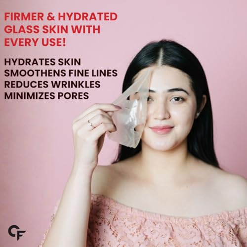 Image of Carbamide Forte Bio Collagen Mask | Collagen Mask Overnight | Sheet Mask | Korean Glass Skin Overnight Hydrogel Face Mask Sheets for Deep Hydration, Pore Minimizing, Firming & Moisturizing | Paraben-Free | For All Skin Types | 1 Piece - 35g