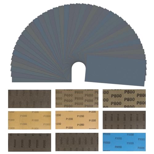 Schleifpapier Set 81 Stück 23 x 9 cm Nassschleifpapier Set Körnung 400 600 800 1000 1200 1500 2000 2500 3000 Nass und Trocken Schmirgelpapier für Auto Lack Metall Holzmöbel Stein