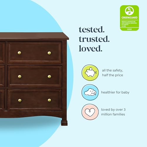 Image of DaVinci Kalani 6-Drawer Baby Dresser for Nursery - Wooden Double Chest of Drawers for Kids, Boys and Girls - Multi-Purpose Storage Espresso Dresser for Bedroom, Living Room & Hallway, Easy to Assemble