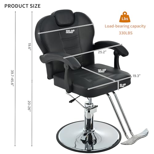 Image of Barber Chair Salon Chair for Hair Stylist with Heavy Duty Hydraulic Pump,Height Adjustment 360 Rotation Shampoo Chair for Tattoo Shampoo Beauty Salon Equipment