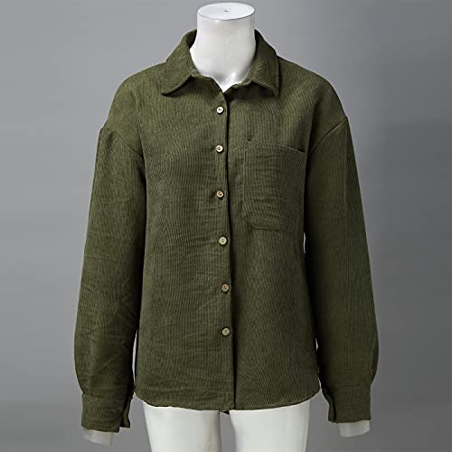 Briskorry Dames knoopsluiting corduroy pullover effen casual elegant shirt met lange mouwen V-hals overhemden losse licht sweatshirt oversize ontspannen bovenstuk met knopen - Image 6