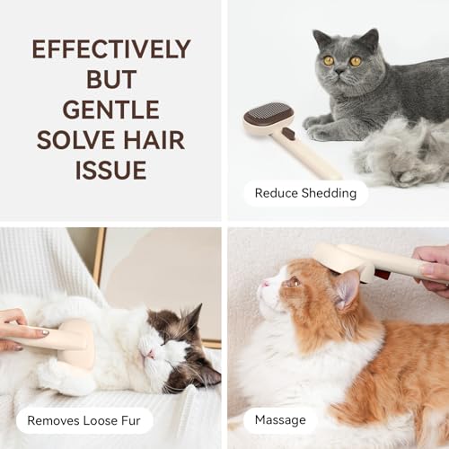 Image of Aumuca Cat Brushes for Indoor Cats Dog Hair Brush for Shedding Long or Short Haired Cats Grooming Deshedding Brush for Dog Kitten Horse Massage Removes Loose Fur, Brown