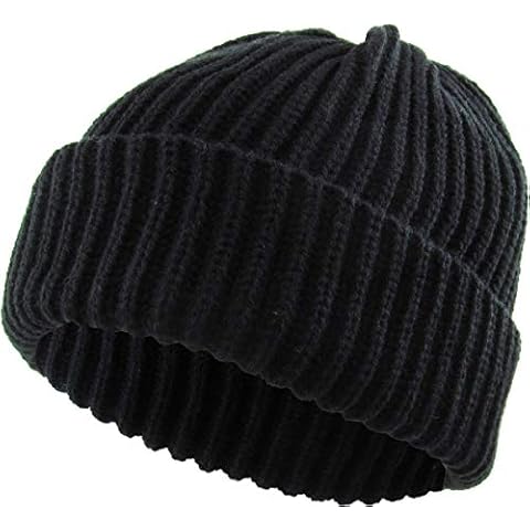 KBW-507 BLK Ribbed Knit Tie Dye Cuffed Beanie Thick Winter Ski Hat Skully Winter Warm Mens Womens Unisex Cover