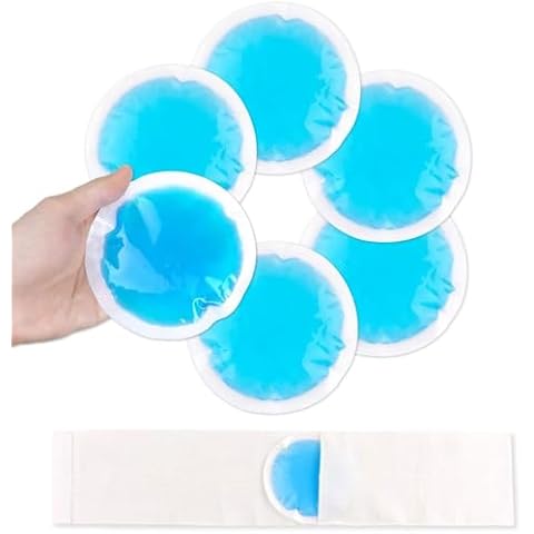 NEWGO Small Ice Packs for Injuries, 6 Pack Round Ice Packs for Face, Hot and Cold Gel Ice Pack Circular Cold Compress with Cloth Backing & Sleeve for Pain Relief, Toothaches, Breast Surgery Cover