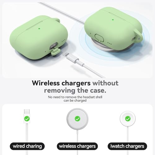 Image of Meyaar for AirPods Pro 3 Case 2025 with Cleaner Kit,Soft Silicone Protective Cases for Apple AirPods Pro 3rd Generation Case for Women Men,AirPod Pro 3 Accessories with Keychain(Pastel Green)