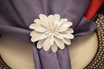 VIBHSA Handcrafted Flower Napkin Rings Set of 4