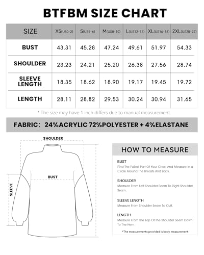 Btfbm Women'S Long Pullover Sweaters 2024 Fall Winter Mock Neck Long Sleeve Thick Oversized Casual Knitted Jumper Tops thumb #5
