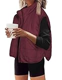 ZEAGOO Chaleco corto acolchado para mujer, sin mangas, chaqueta de entretiempo, para otoño, ligero, chaleco cálido, chaqueta de invierno con bolsillos, granate, M