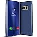 Produktbild Conie MF35112 Mirror Flip Kompatibel mit Samsung Galaxy S7 Edge, Mirror Case Hülle Standfunktion Spiegel Effekt Flip Cover One Touch Bedienung für Galaxy S7 Edge Bookcover Blau