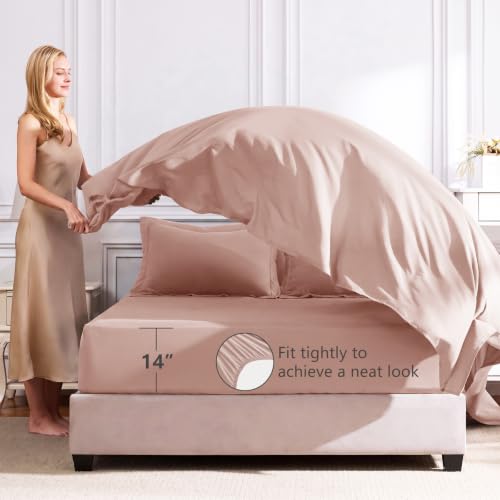 Image of CozyLux Full Size Comforter Sets Dusty Pink - 7 Pieces Bed in a Bag Full, Luxury Soft Bed Set for All Seasons, Bedding Set with Down Alternative Comforter, Sheets, Pillowcases & Shams