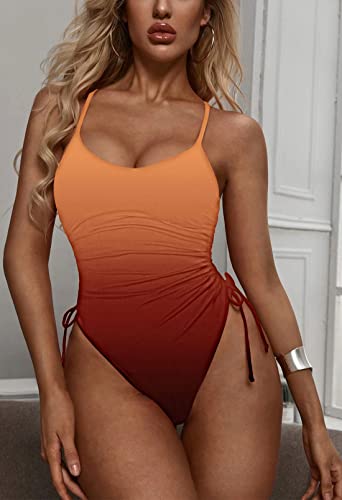 Image of Viottiset Women's Ruched High Cut One Piece Swimsuit Tummy Control Bathing Suit Monokini