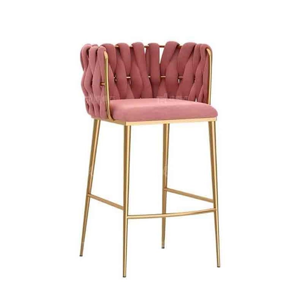 Chaise en métal simple et légère de luxe rose pour tabourets hauts de salle à manger
