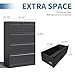 FLIXELIO 4 Drawer File Cabinets,Metal Office Storage Filing Cabinet with Lock,Black Lateral Filing Cabinet for Home Office,Horizontal Locking File Cabinet for Legal/Letter/A4,Assembly Require,Black