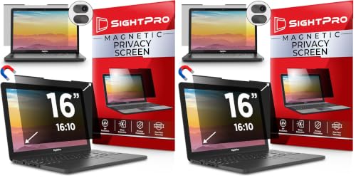 Image of SightPro Magnetic Laptop Privacy Screen 16 Inch 16:10 - Patented Removable Laptop Privacy Filter Shield and Protector (Pack of 2)