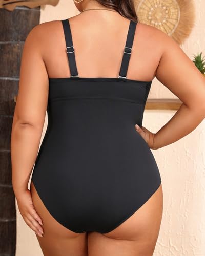Women Plus Size One Piece Swimsuit - Tummy Control Bathing Suits Ruched Lace up Swimwear Retro Swimsuits 20252