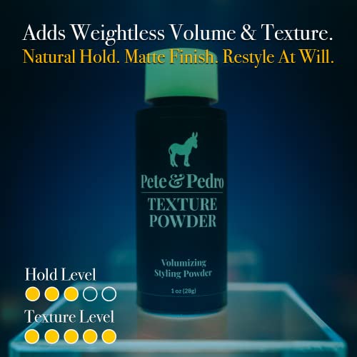 Pete & Pedro Texture Powder - Texturizing And Volumizing Styling Powder For Men | Adds Mega Volume & Texture, Matte Finish, Restyleable Hold | As Seen On Shark Tank, 1 Oz #TOP2