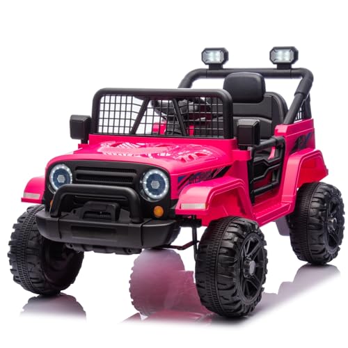 LALAHO Elektroauto für Kinder 12V Elektrofahrzeuge für Kinder mit 2,4 Ghz Fernbedienung (Rose)