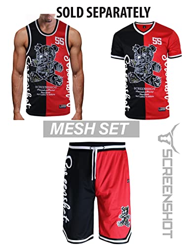 Image of SCREENSHOT Mens Hip-Hop Premium Urban Sreetwear Fashion Jersey Top - NYC Style Basketball Sports Team Color Mesh Tops