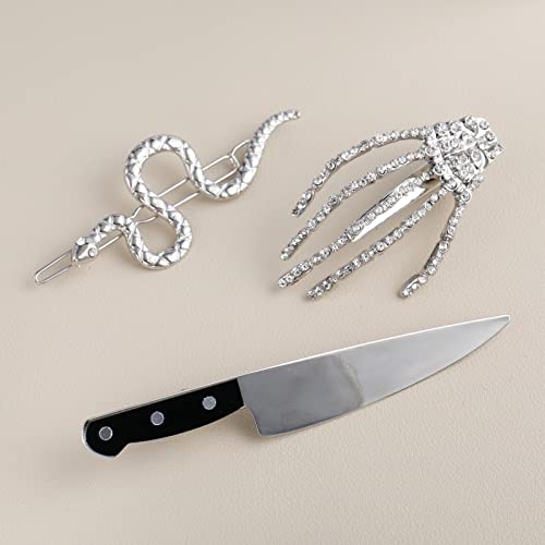 Frdtluthw Mini Knife Hair Clip Cosplay Skeleton Hands Bone Hair Clips Small Rhinestone Snake Hairpin For Women Girls(Pack Of 3) #TOP4