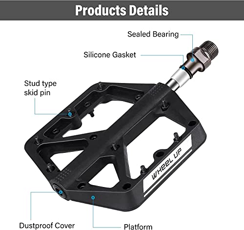 Mtb Bike Pedals, Non-Slip Lightweight Nylon Composite Mountain Bike Pedals, Road Bike Pedals For Bmx Mtb 9/16" Du Bearing Bike Platform, Durable Bicycle Pedals With Cleats（1 Pair） #TOP4