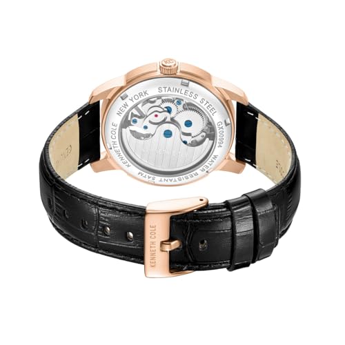 Kenneth Cole Automatic Analog with Blue Dial Black Leather Strap Watch for Men - KCWGX0099403MNW - Image 6