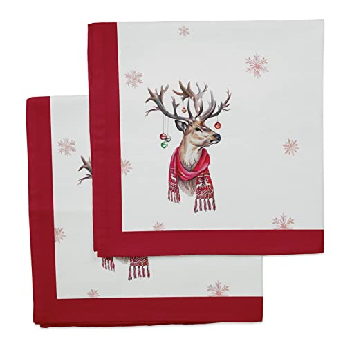Serviette en tissu imprimé cerf de Noël coton réutilisable tapiste table de dîner - 2