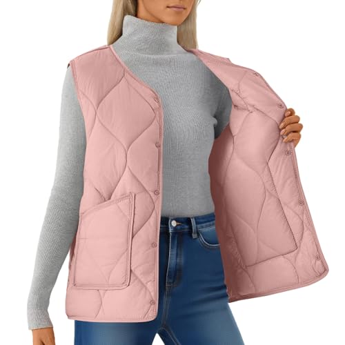 Genérico Chaleco Mujer Plumifero Mujer Nieve Ropa Invierno Termica Ligeros Chaqueta Elegante Jacket Elegante 2#Rosa 5XL