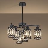 CNRATYE Black Crystal Farmhouse Chandelier
