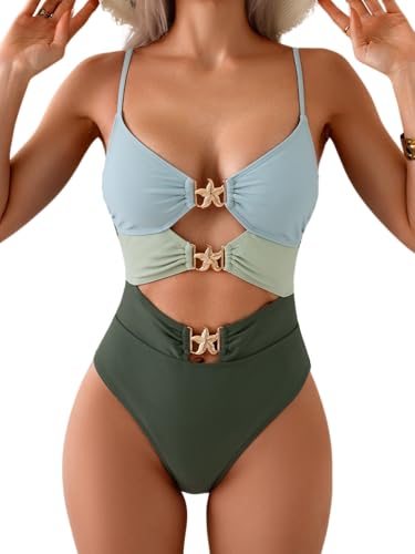 Maillot de bain une pièce gainant et sexy avec pièces métalliques