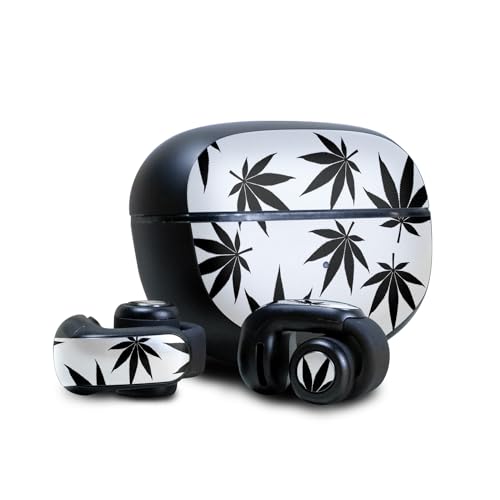 Image of Skin Compatible with Bose Ultra Open Earbuds - Pot Leaves Black - Premium 3M Vinyl Protective Wrap Decal Cover - Easy to Apply | Crafted in The USA by MightySkins