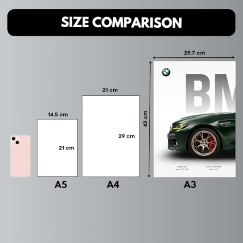 Image of Funk You Store BMW M5 Poster Split Design BMW Car Posters | 3 A3 Sized Cars Poster for Wall | Large Size (89 x 42 cm) Sportscar Wall Decor | M5 CS Car Posters for Room | Supercar (B 028)