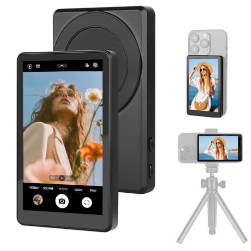 Image of Magnetic Selfie Screen with 3.97-Inch Display, 1250mAh Rechargeable Battery, Wireless Connection, USB-C, Magnetic Phone Back Camera Screen for iPhone & Android Smartphones