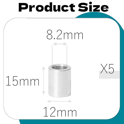 5pcs m82 aluminum spacers metal spacer aluminum round 82mm id x 12mm od x 15mm l thickness screw standoff for screw bolts silver