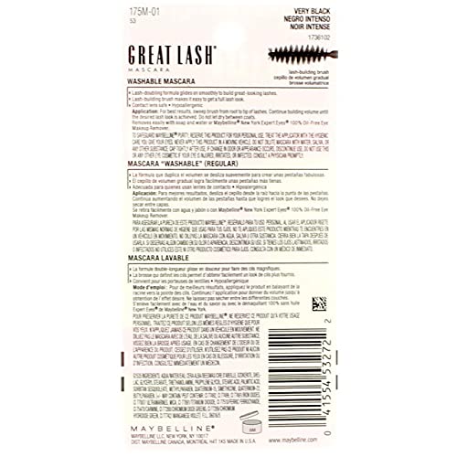 Image of Maybelline Great Lash Mascara, Very Black [101], 0.43 oz (Pack of 4)