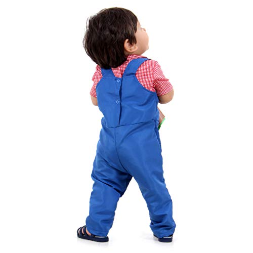 Fazendeiro Bebê Sulamericana Fantasias Azul/Vermelho P 1 Ano