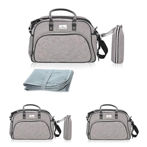 Sac à langer Viola gris imperméable grand format matelas Lorelli