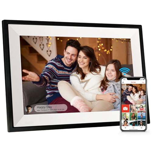 Frameo Digitaler Bilderrahmen, 10,1 Zoll WALN Digitaler Photo Frame 32 GB Speicher, automatische Drehung, Fotos/Videos über die App teilen und Grüße senden
