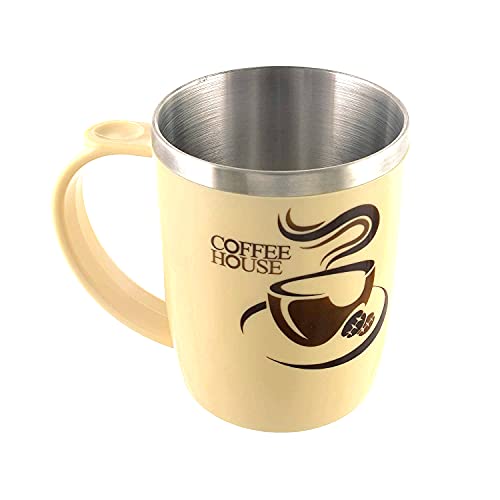 Image of Kuber Industries Insulated BPA Free Plastic Coffee Mug with Lid Pack of 2 (Coffee)