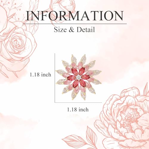 Image of Fashion Flower Brooches for Women Rhinestone Flower Brooches Pins 18k Gold Plated Lapel Pins Jewelry for Girlfriend Wife
