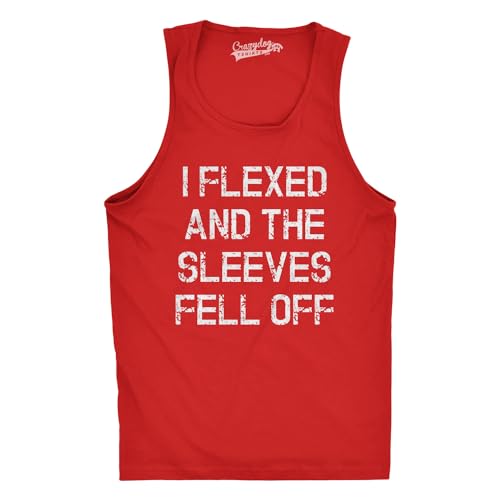 Image of Mens I Flexed and The Sleeves Fell Off Funny Workout Gym Tank Top | Funny Workout Shirt, Graphic Tank Top for Men, Cool Fitness Sleeveless Tee, Fitted Tank, Novelty Tank Tops for Guys