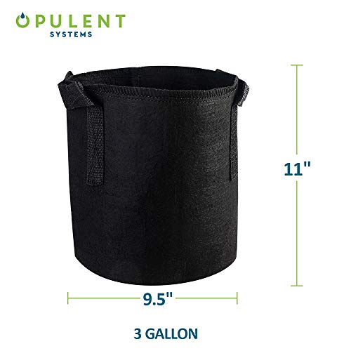 Opulent Systems 5-Pack 3 Gallon Grow Bags Heavy Duty Thickened Nonwoven Fabric Containers For Potato/Plant Growing Pots With Handles (Black) #TOP1