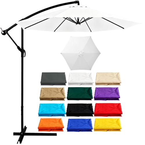 Tela de Repuesto para Sombrilla de Jardín, 6 Varillas 2/2.7/3/3.5m, Toldo de Repuesto para Sombrilla, para Jardín, Patio, Piscina, Terrazas, Solo Toldo, Khaki, Beige(White,2.0m/6-Ribs)