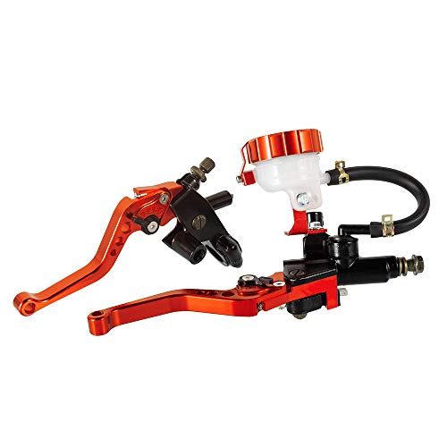 22mm 7/8" Palanca de Freno Hidráulico Manija de Embrague de Aluminio CNC Conjunto de Bomba de Cilindro Maestro Universalmente apto para Motocicletas de 250CC a 500CC (naranja) Cover