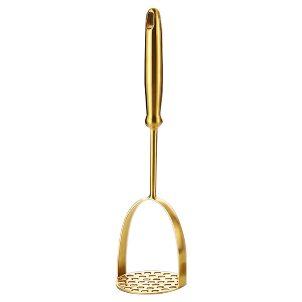 Fuhjythy Gold Stainless Steel Potato Masher Household Potato Manual Multifunctional Masher Masher