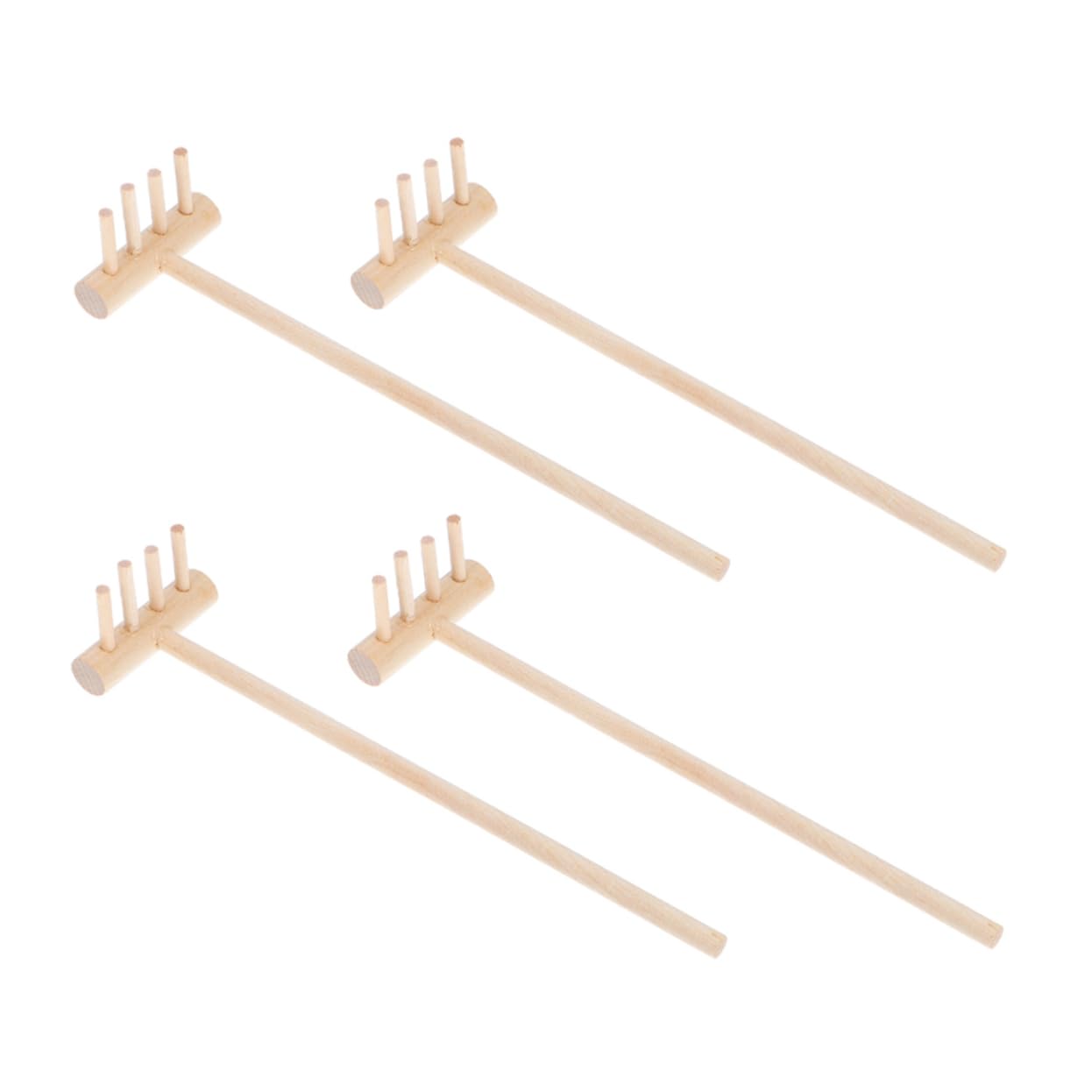 NAMOARLY 4pcs Mini Wooden Rakes for Sandbox and Garden Miniature Sand Rakes for Crafts Tabletop Micro Landscape Tools Ideal for Play and Zen Garden Activities